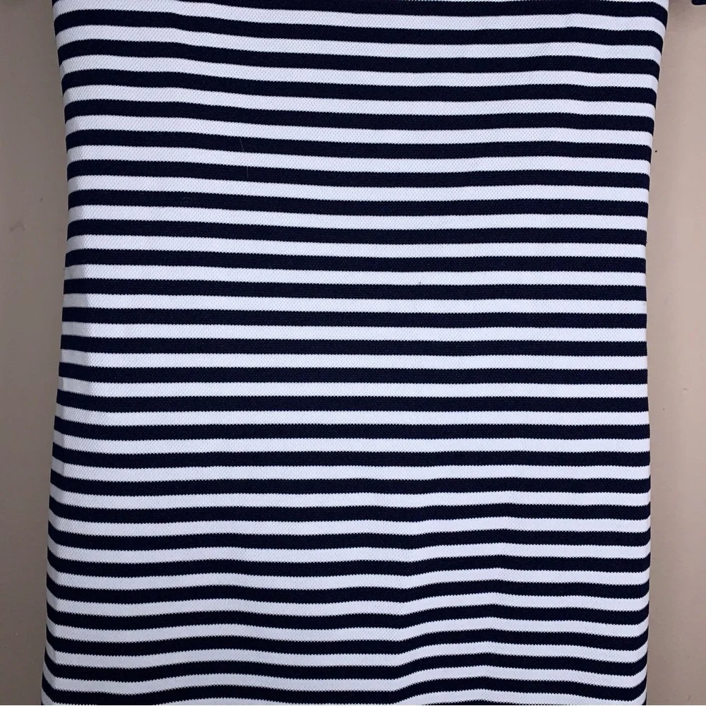 Vintage Serbin Size 6 Navy Blue And White Striped Dress Short Sleeve Sporty